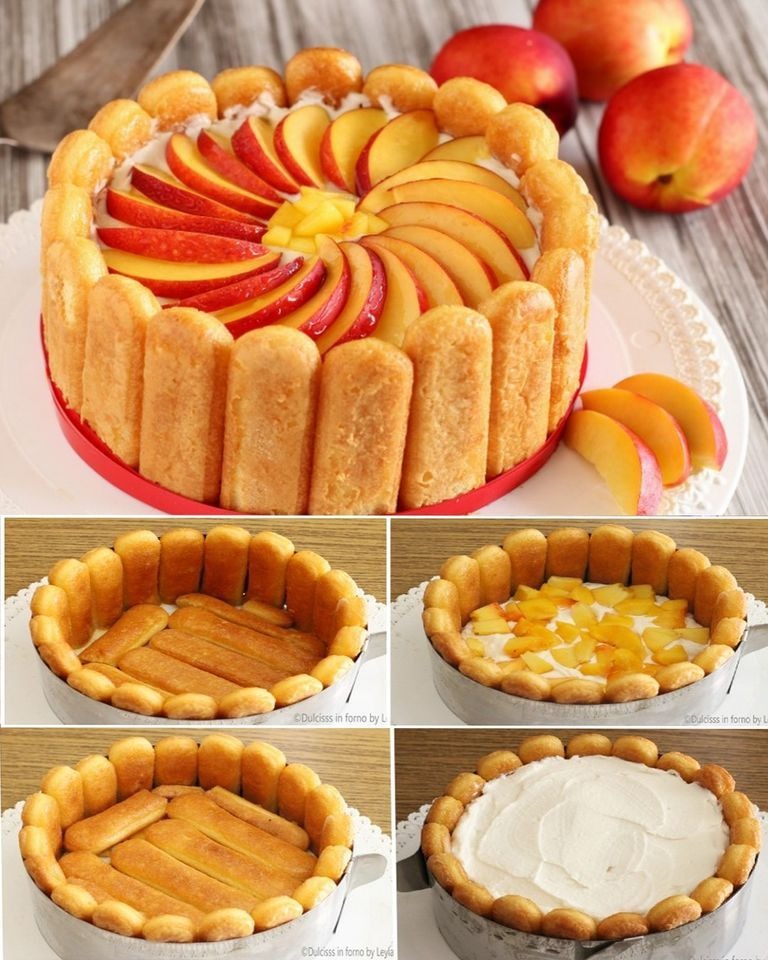 Łatwa brzoskwiniowa Charlotte bez gotowania