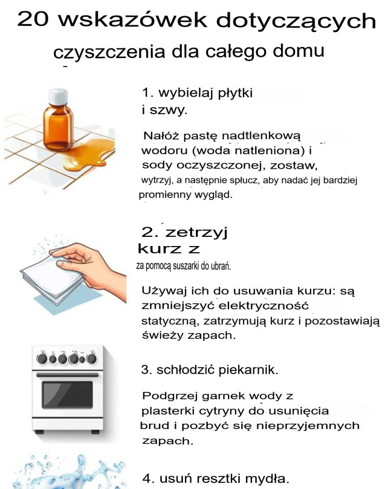 20 najlepszych wskazówek dotyczących sprzątania domu