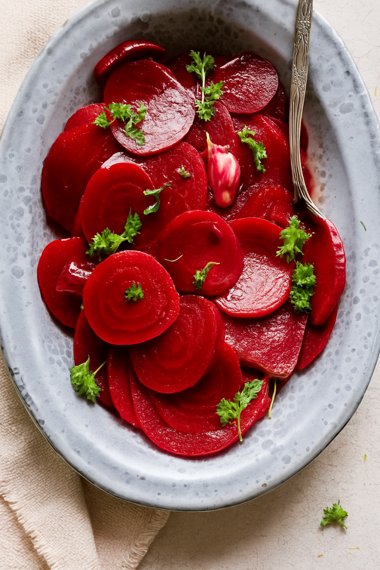 Sałatka z marynowanych buraków z czosnkiem i pietruszką