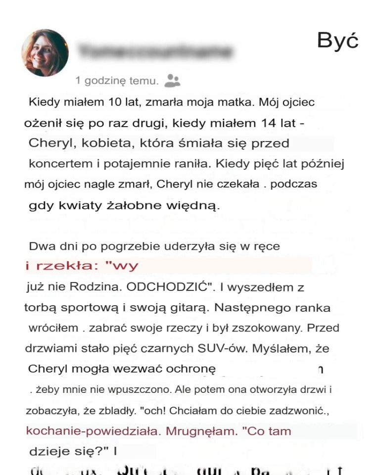 Moja macocha wyrzuciła mnie z domu dwa dni po śmierci mojego ojca. Następnego ranka przed jej drzwiami stały SUV-y.