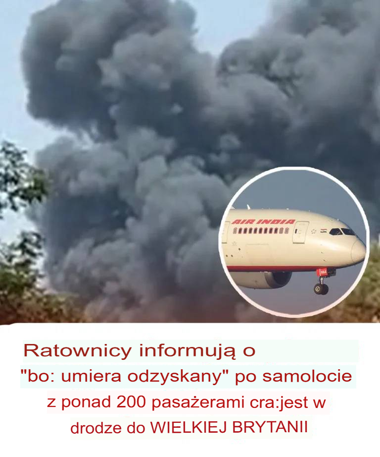 Samolot Air India rozbił się podczas lotu z Ahmadabadu w Indiach do Londynu Gatwick