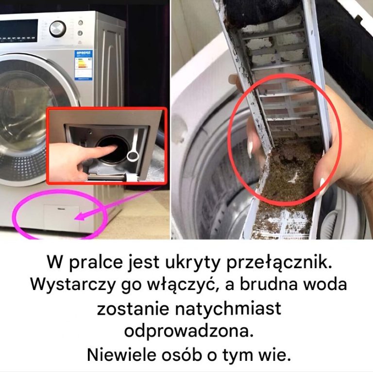 W pralce znajduje się ukryty przełącznik: dotknij go, a brudna woda zostanie natychmiast odprowadzona.