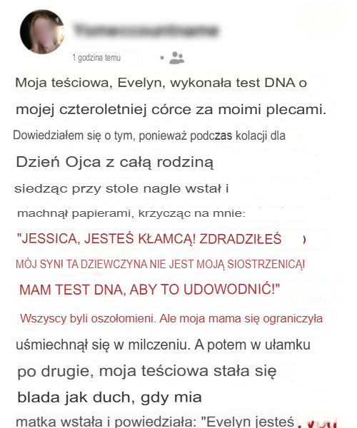 Moja teściowa krzyknęła, że ​​moja córka nie jest córką mojego męża podczas kolacji z okazji Dnia Ojca i zrobiła test DNA: reakcja mojej matki sprawiła, że ​​zbladła
