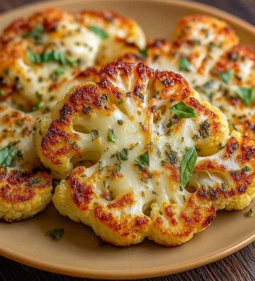 Pieczone steki z kalafiora z mozzarellą