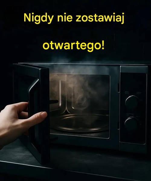 Czy pozostawienie otwartej kuchenki mikrofalowej po użyciu jest niebezpieczne?