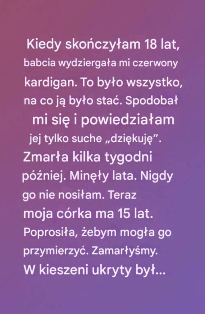 Czerwony kardigan – ukryte przesłanie miłości przekazywane przez pokolenia