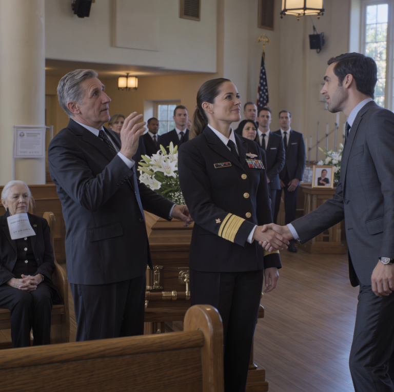 Na pogrzebie mojej matki ojciec, który wyrzucił mnie z domu, gdy byłam w ciąży, kiedy szesnaście lat, uśmiechnął się na widok mojego granatowego munduru i syknął: „Więc w końcu nauczyłaś się lekcji”, spodziewając się, że się skurczę, ale ostatecznie wytrzymałam jego spojrzenie, wypowiedziałam jedno ciche zdanie, a mój mąż zrobił krok naprzód w taki sposób, że uśmiech mojego ojca zniknął.